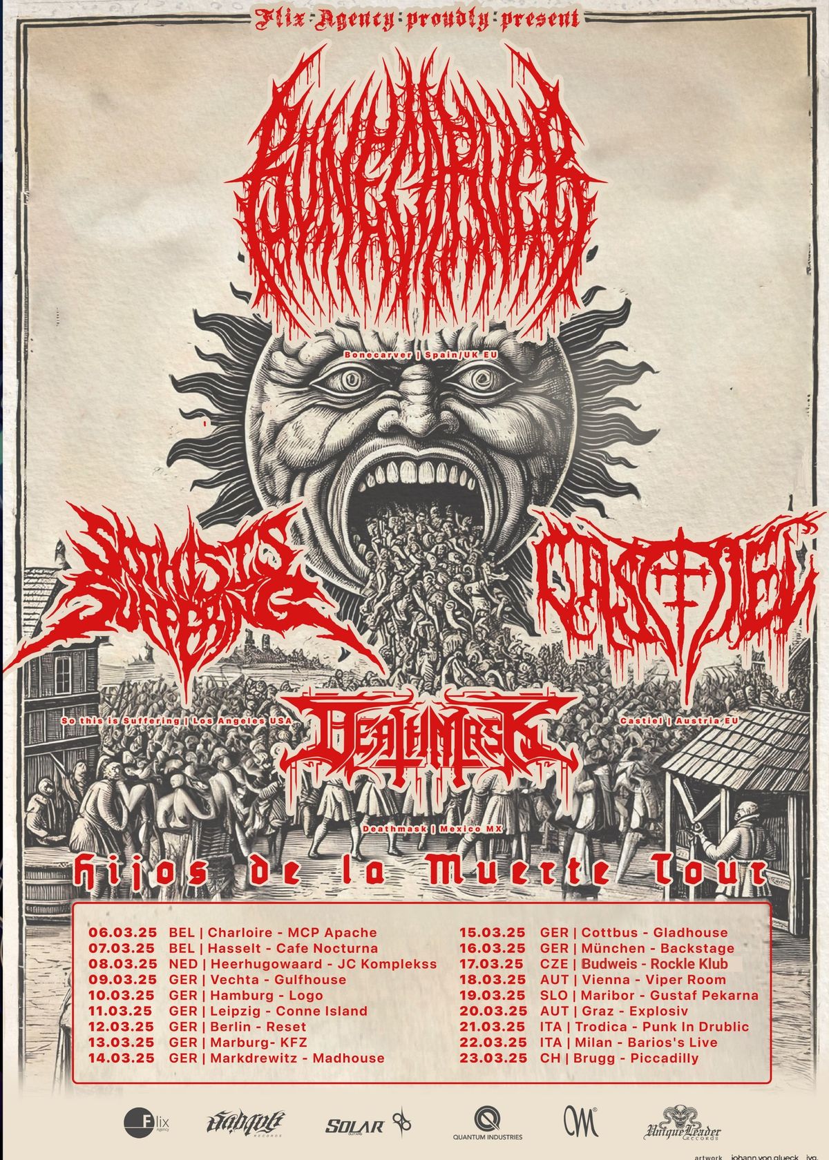 BONECRAVER (ESP) + CASTIEL (AUT) + SO THIS IS SUFFERING (USA) + DEATHMASK (MEX) - Europe Tour 2025