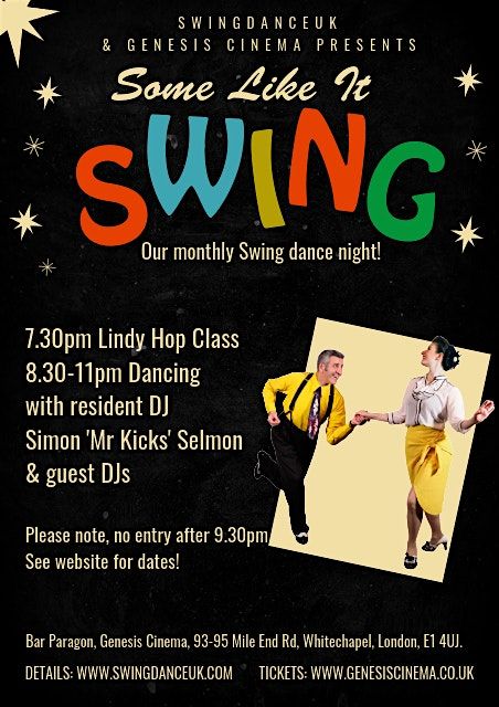 Some Like It Swing \u2013 Vintage Swing Dance Night at Genesis Cinema, London