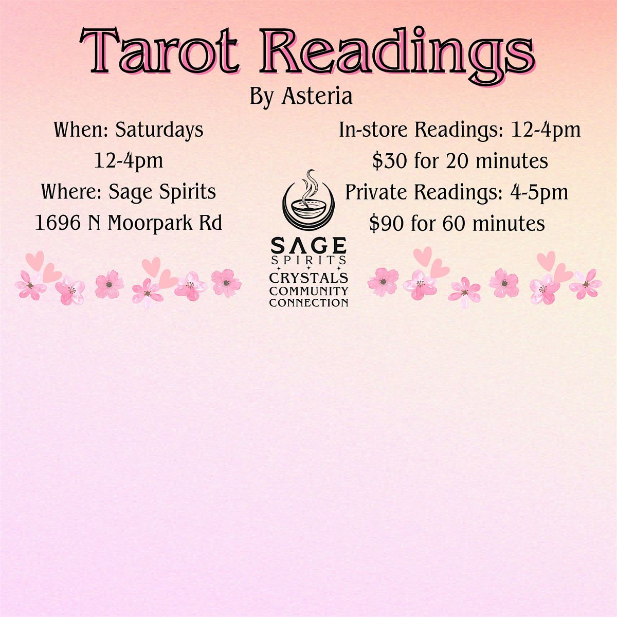 Tarot Readings with Asteria Saturday 2-15