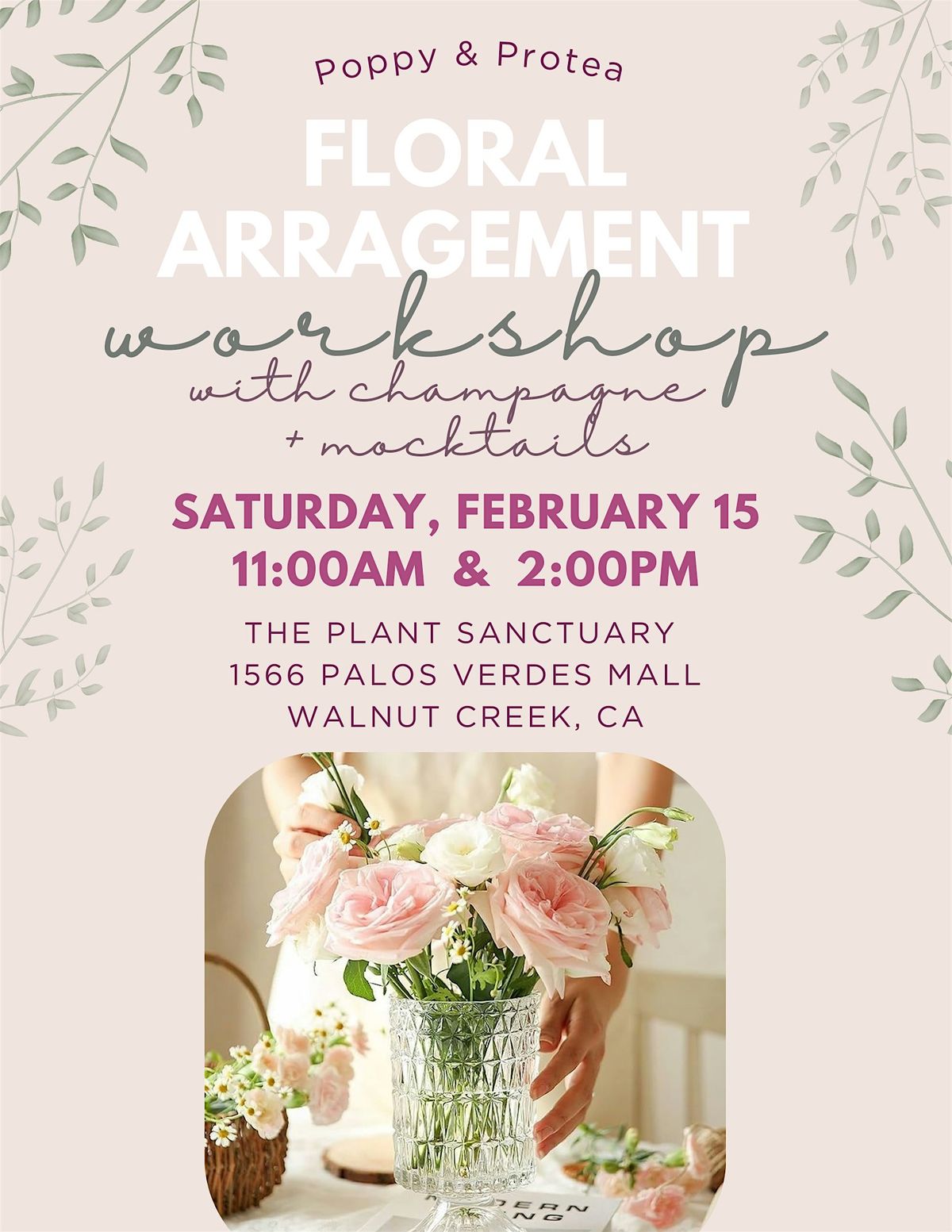 Floral Arrangement Workshop with Champagne + Mocktails