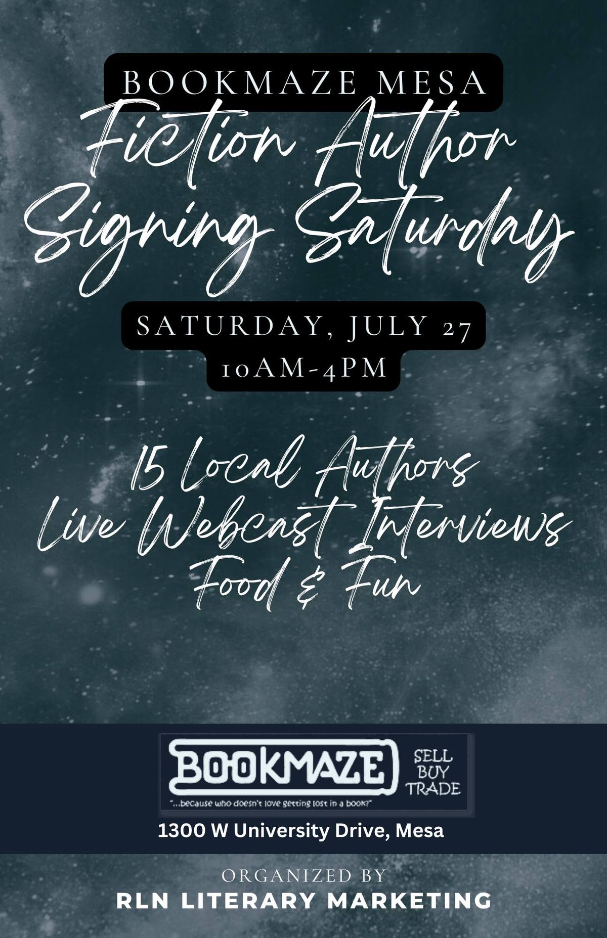 Fiction Author Signing Saturday