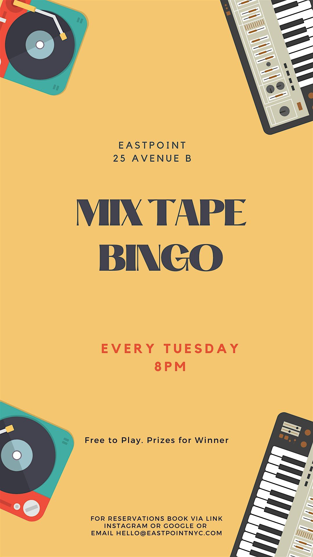 Tuesday Mixtape Bingo Night