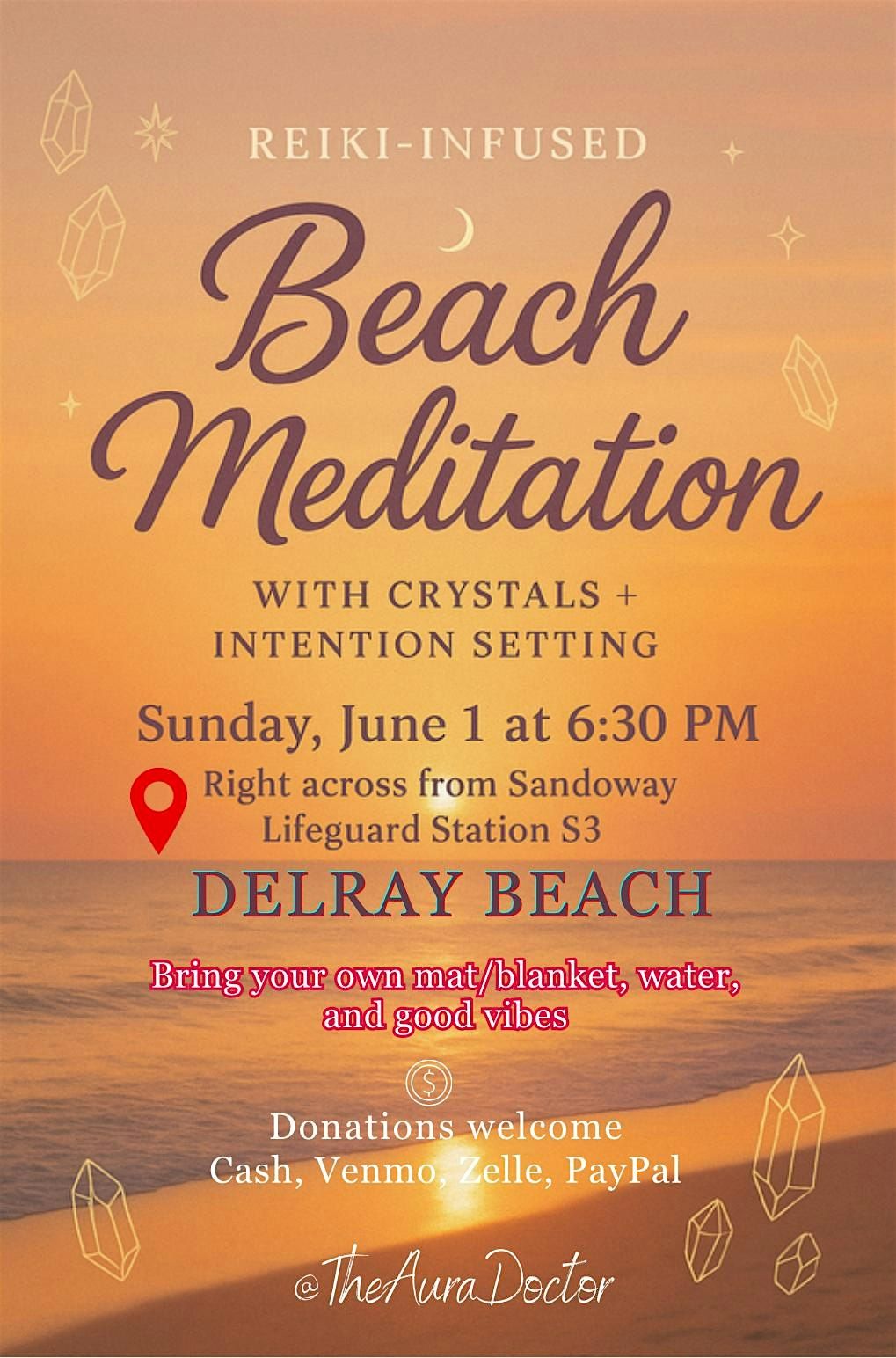 Delray Beach Sunset Magic: Reiki + Crystals Infused Meditation