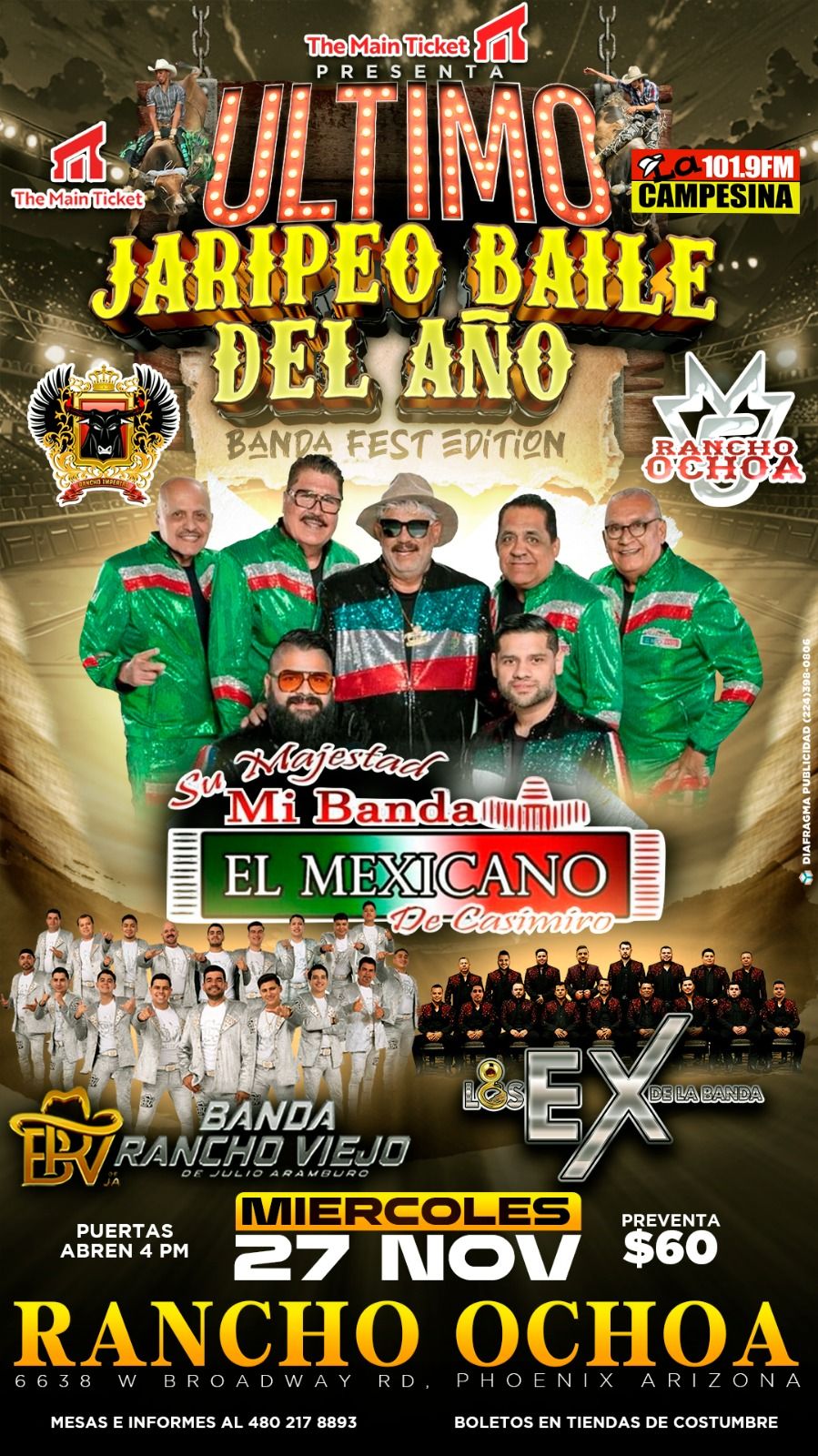 Ultimo Jaripeo Baile del A\u00f1o con Mi Banda El Mexicano, Banda Rancho Viejo y Los Ex De La Banda