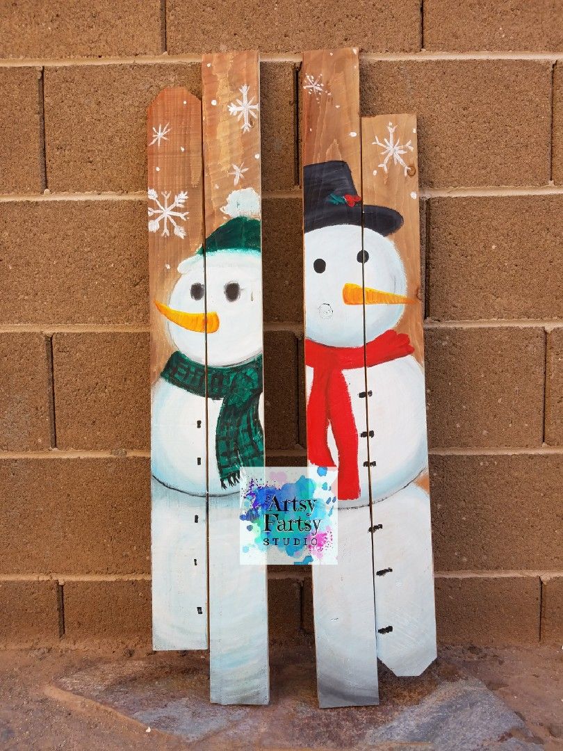 Rustic Snowman Wood Pallet Art At Artsy Fartsy Studio