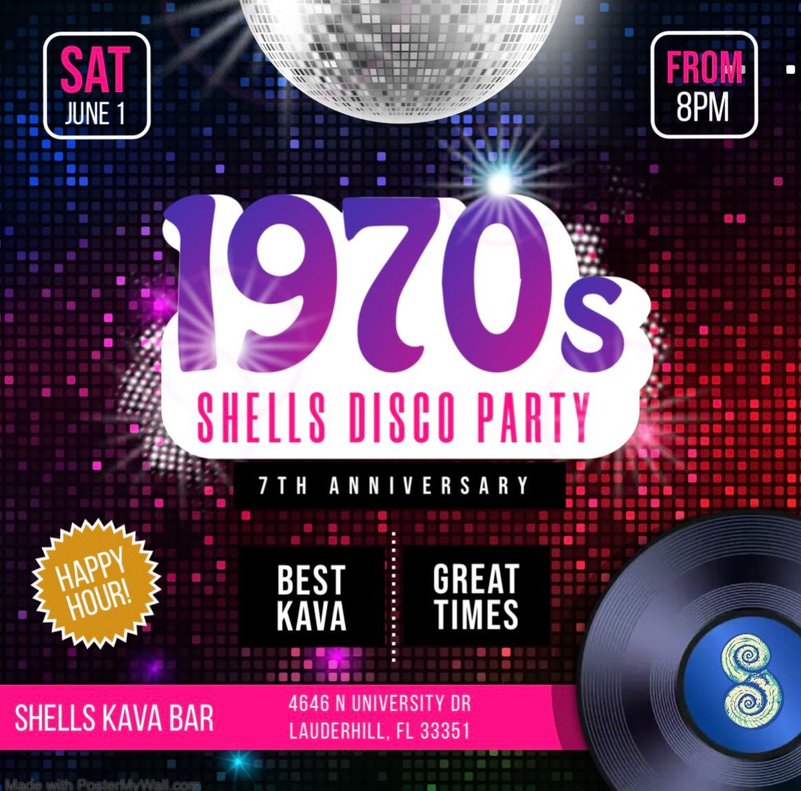 Shells 7th Anniversary 70s Disco Party!
