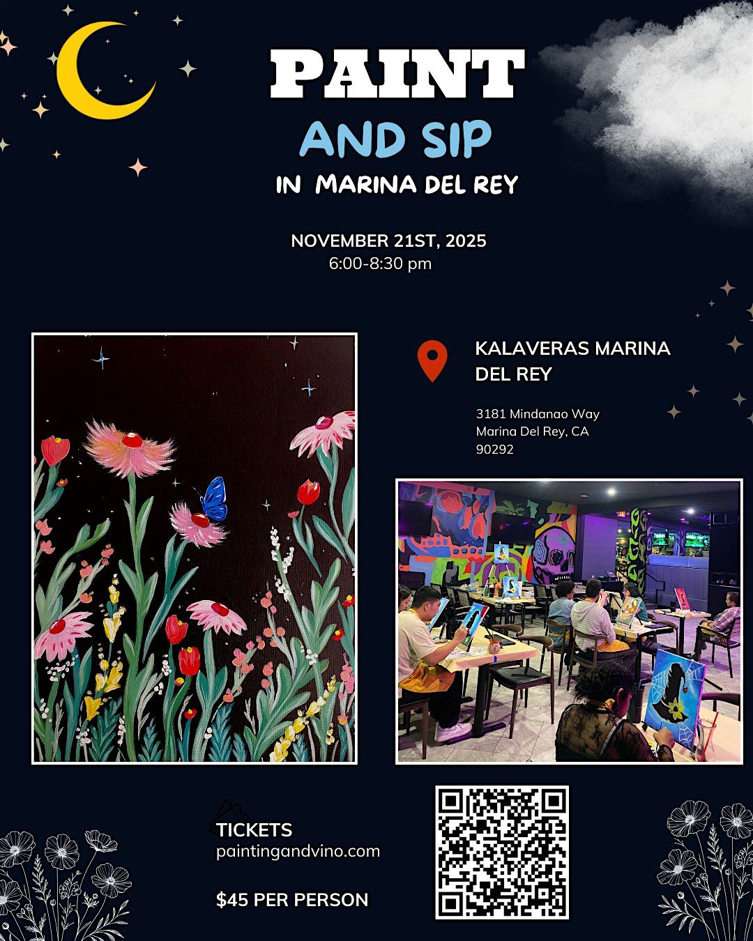 Midnight Meadows Paint and Sip in Marina Del Rey!