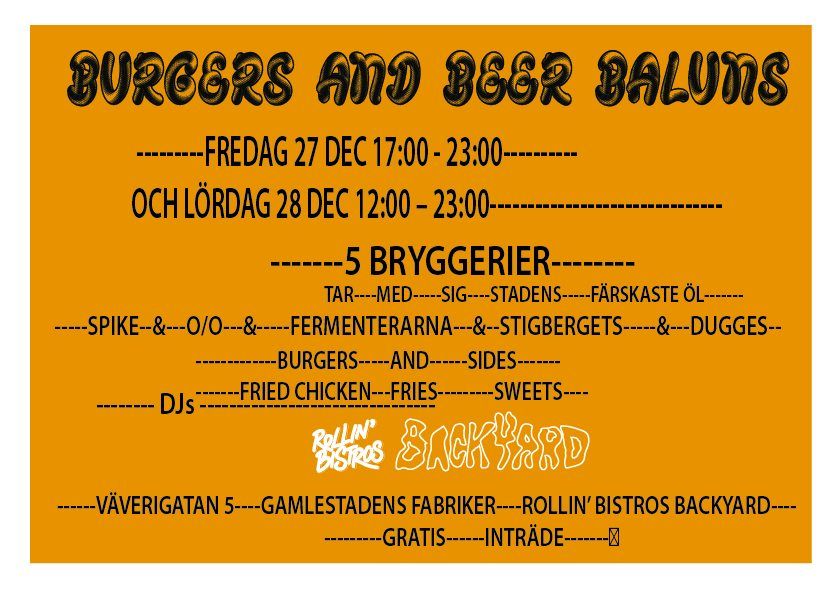 Burgers & Beer Baluns - \u00d6lfest p\u00e5 mellandagarna!