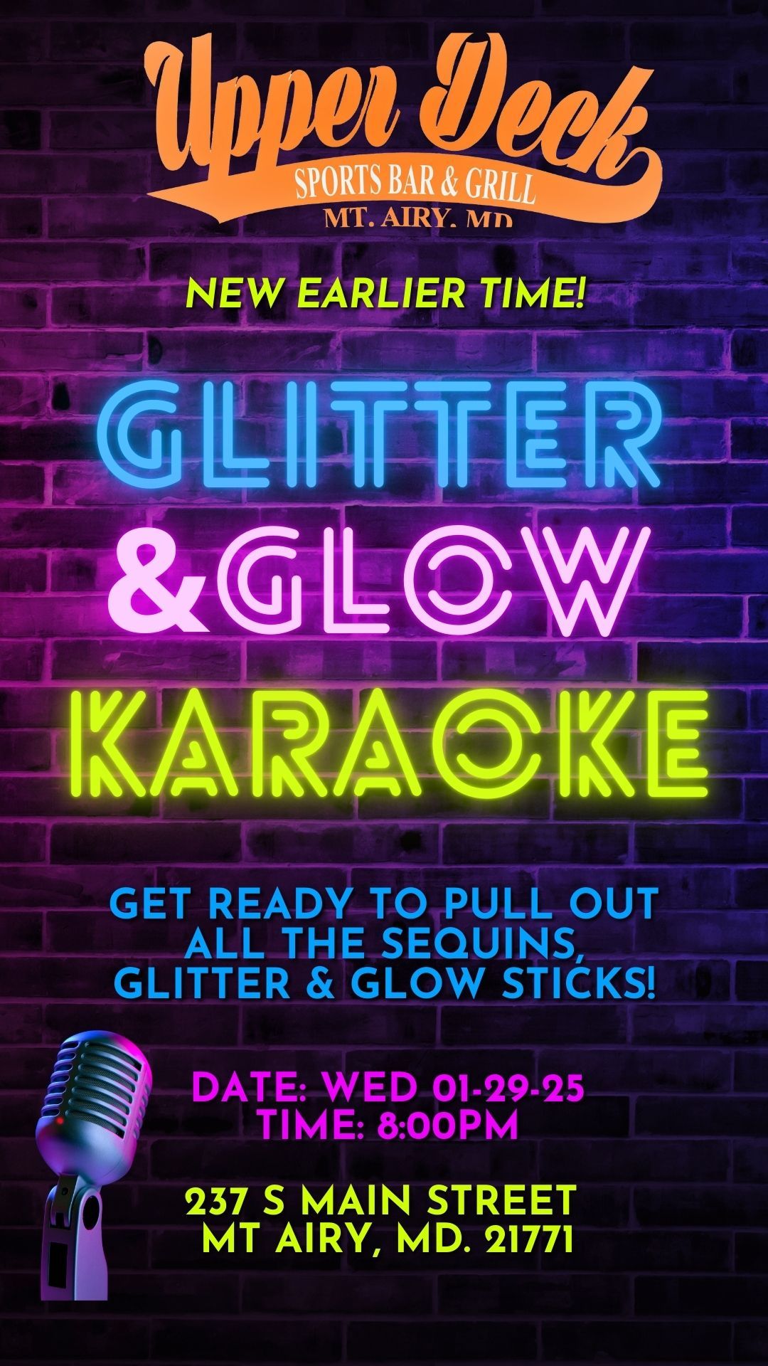 Glitter & Glow Karaoke Night at The Upper Deck