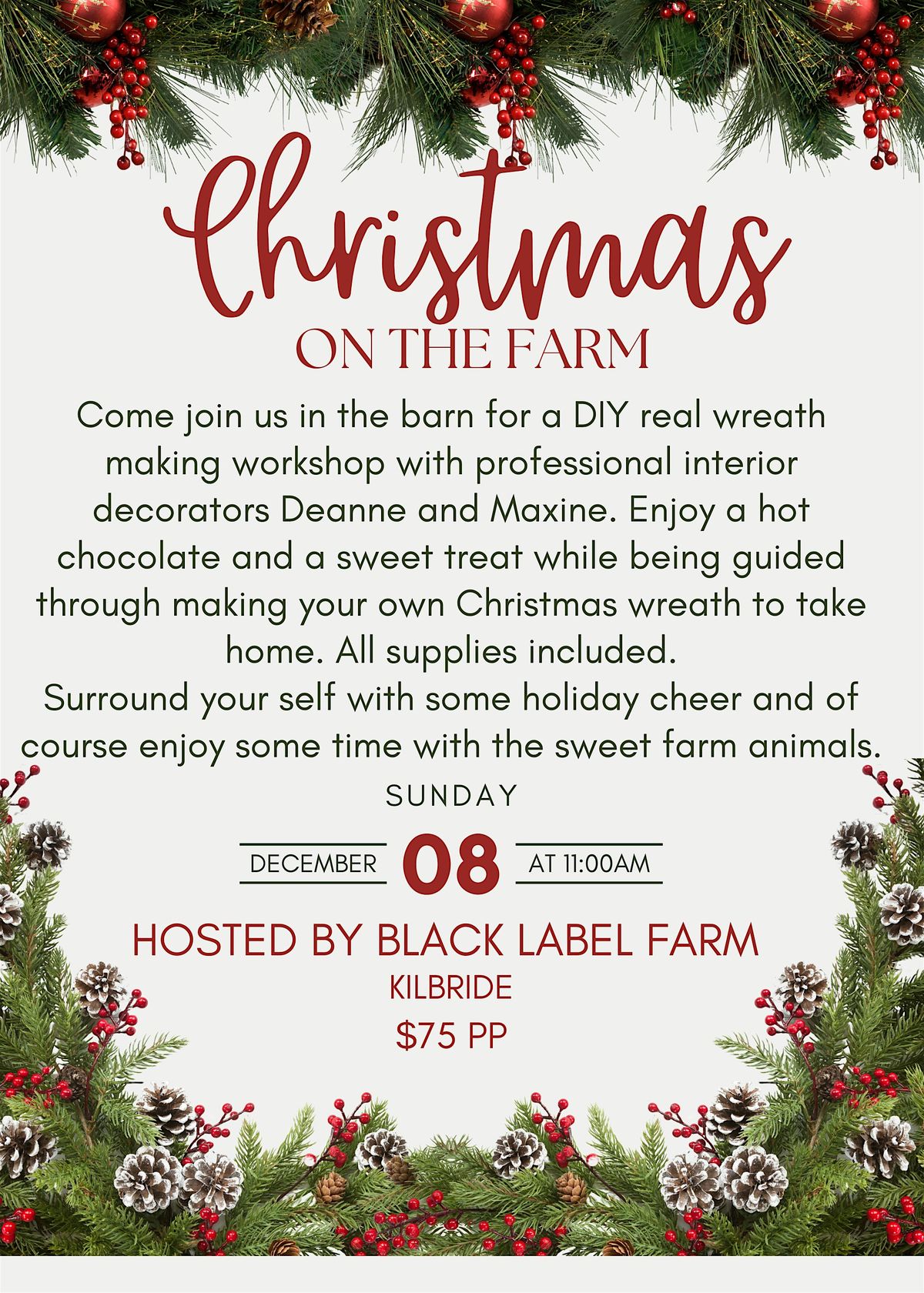 Real Wreath making workshop @ Black Label Farm