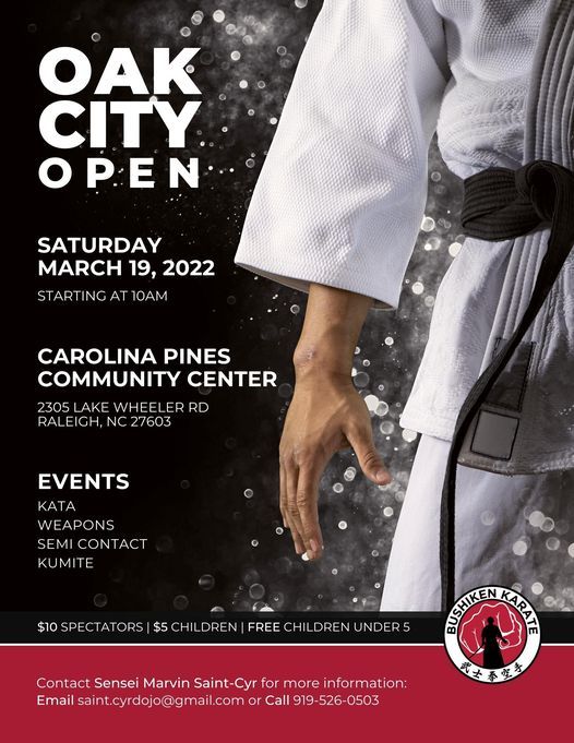 Oak City Open Karate tournament, Carolina Pines Ave, Raleigh, NC 27603