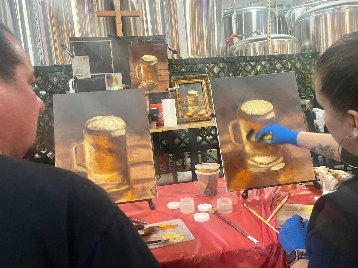 Oil Paint n sip at Strike brewing co. with beer theme