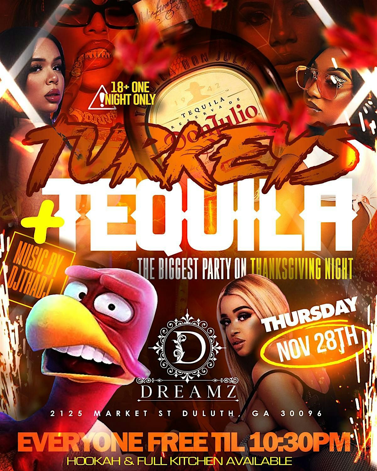 TURKEY & TEQUILA THANKSGIVING BASH (FREE  UNTIL 10:30PM) EVERYONE INVITED