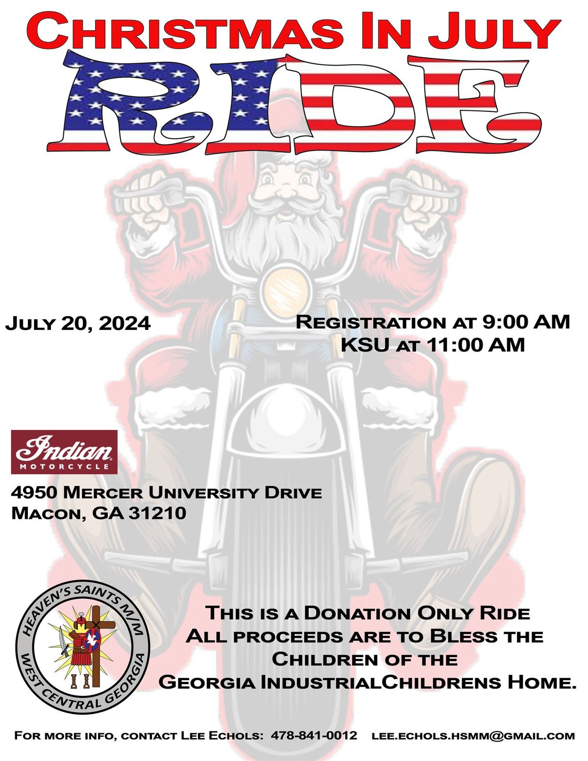 Heaven's Saints Motorcycle Ministry 2024 Christmas In July Ride
