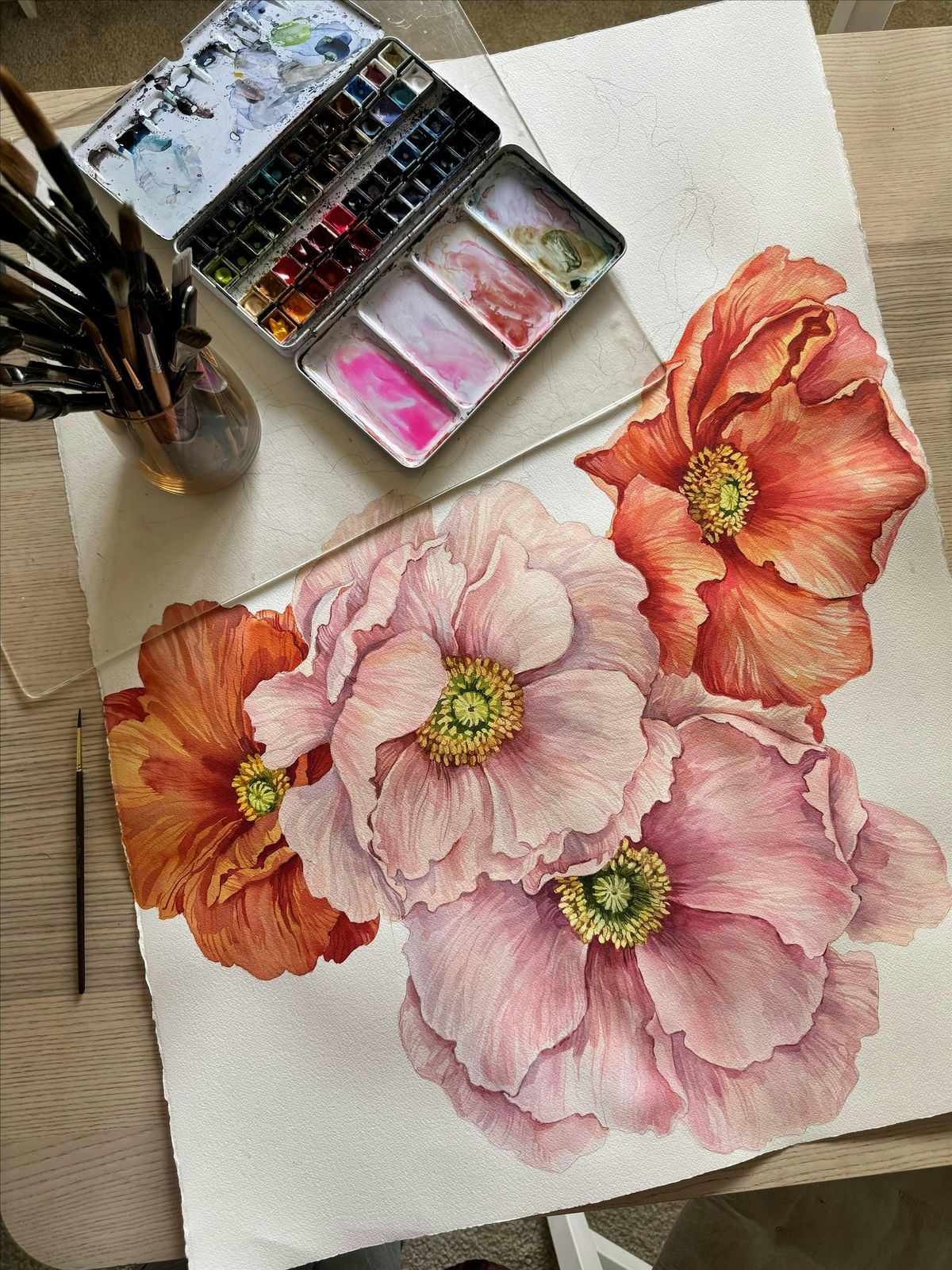 Outdoor Botanical Watercolor Workshop: Painting Poppies