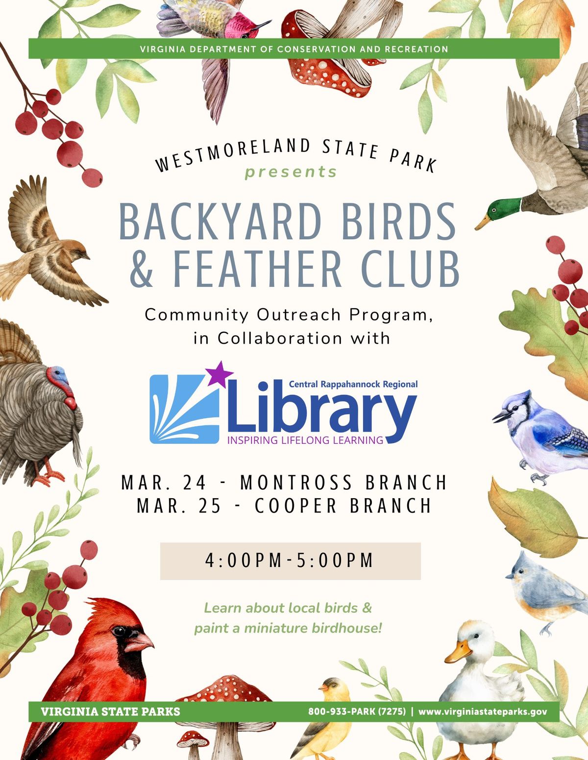 Backyard Birds & Feather Club Craft! @ Abraham Cooper Memorial Library