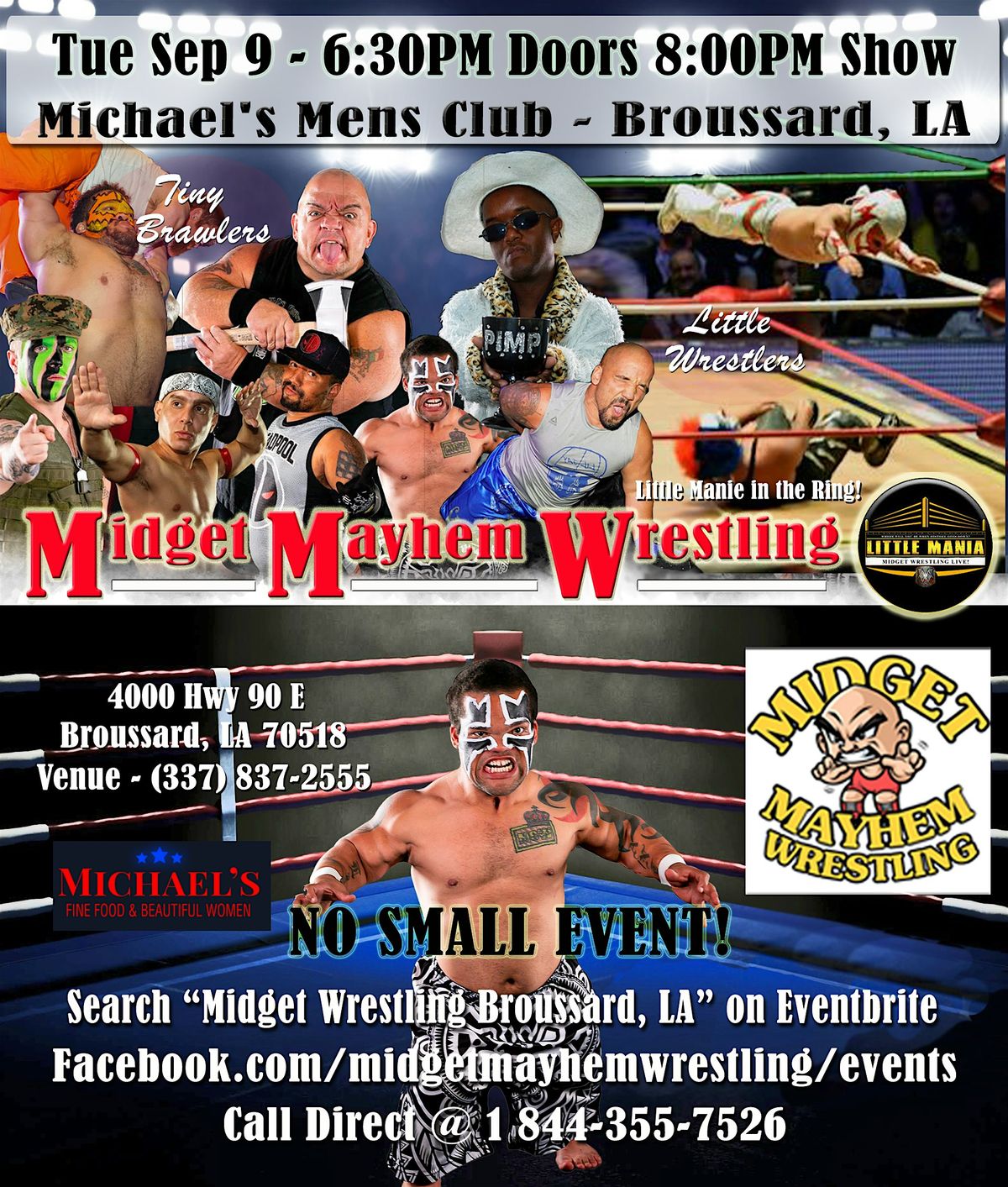 Midget Mayhem Wrestling Rips Through the Ring! Broussard LA 21+