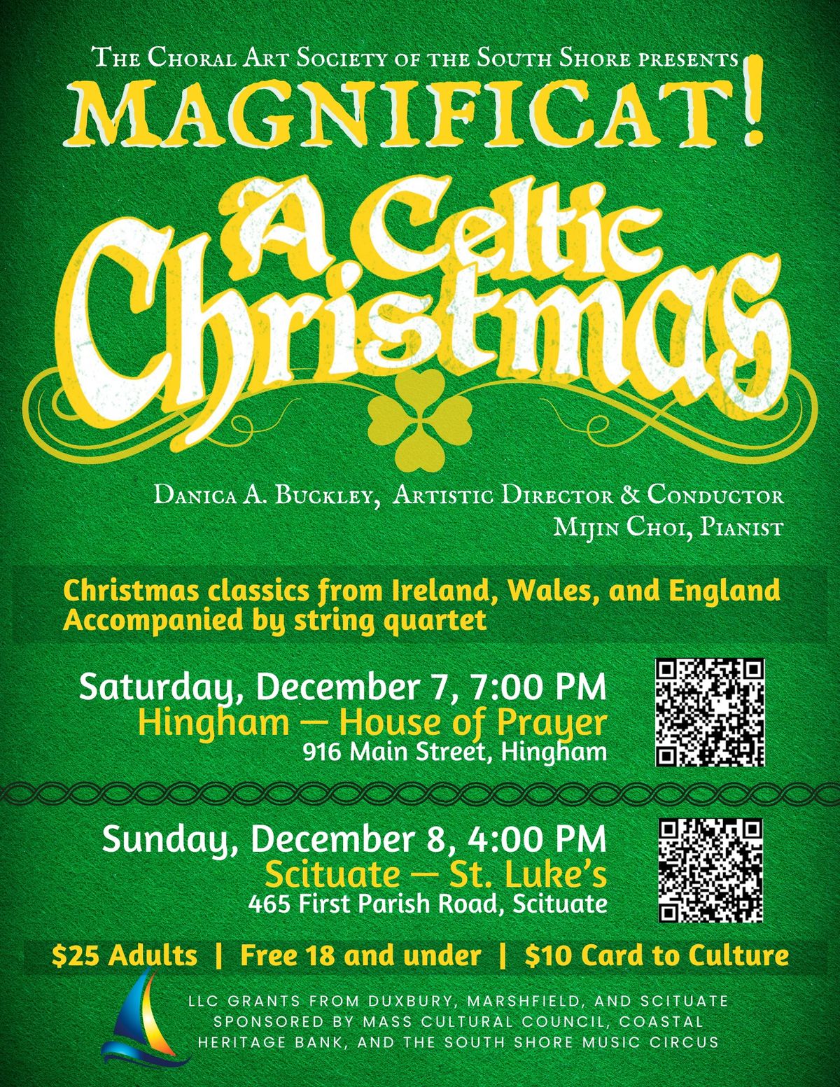 "Magnificat! A Celtic Christmas" a Choral Art Society of the South Shore Holiday Concert