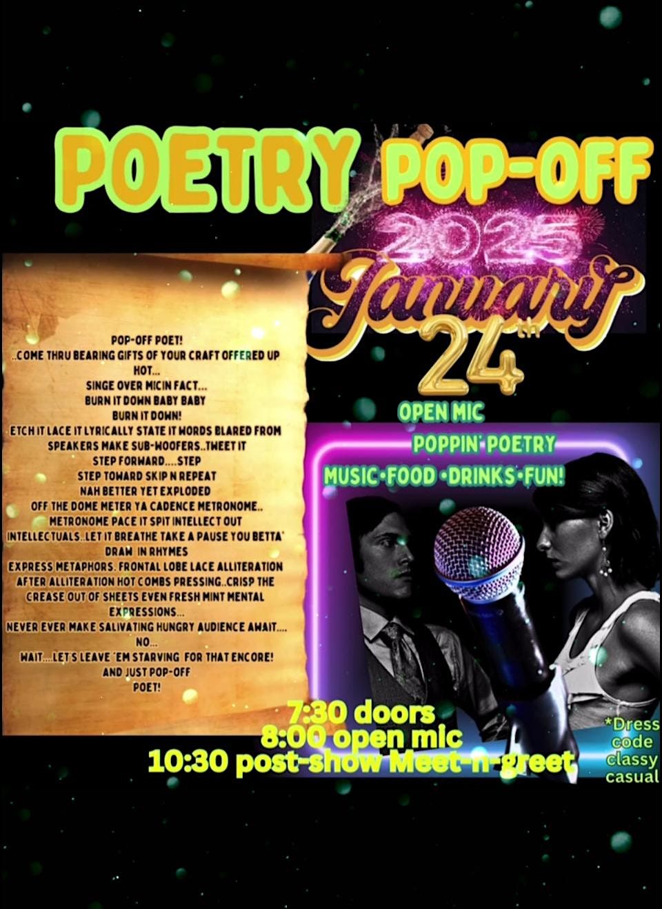 Poetry Pop-Off!  Poetry\u2022Music\u2022  Food\u2022Drinks\u2022FUN!