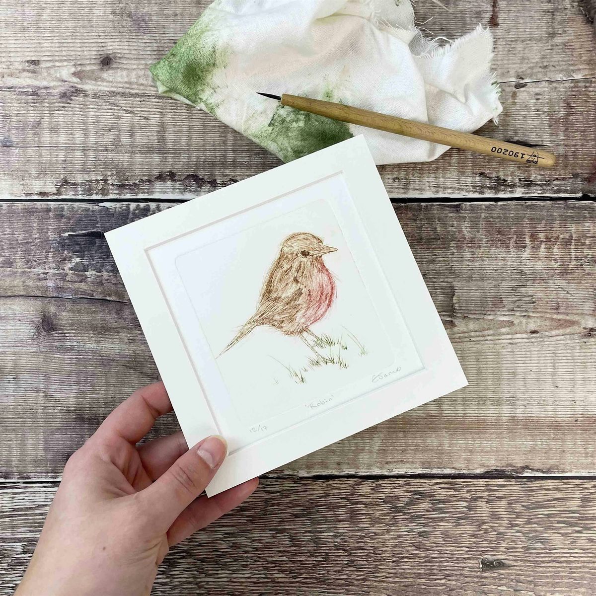 Drypoint Festive Bird Drypoint Printmaking with Printmaker Ellie James