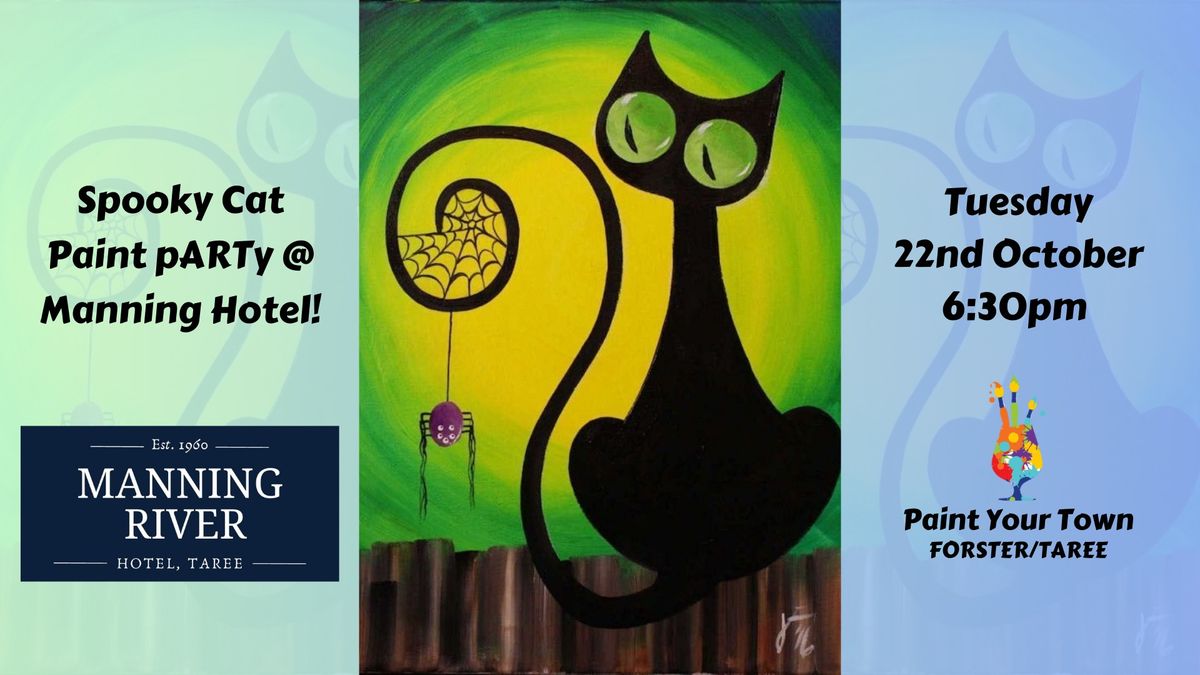 Spooky Cat Paint pARTy at The Manno- Tues 22nd Oct 6:30pm