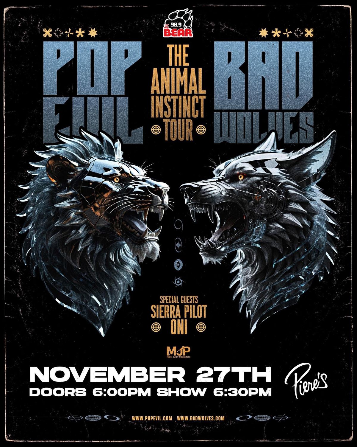 98.9 The Bear Presents: Pop Evil & Bad Wolves in Piere's Main Room