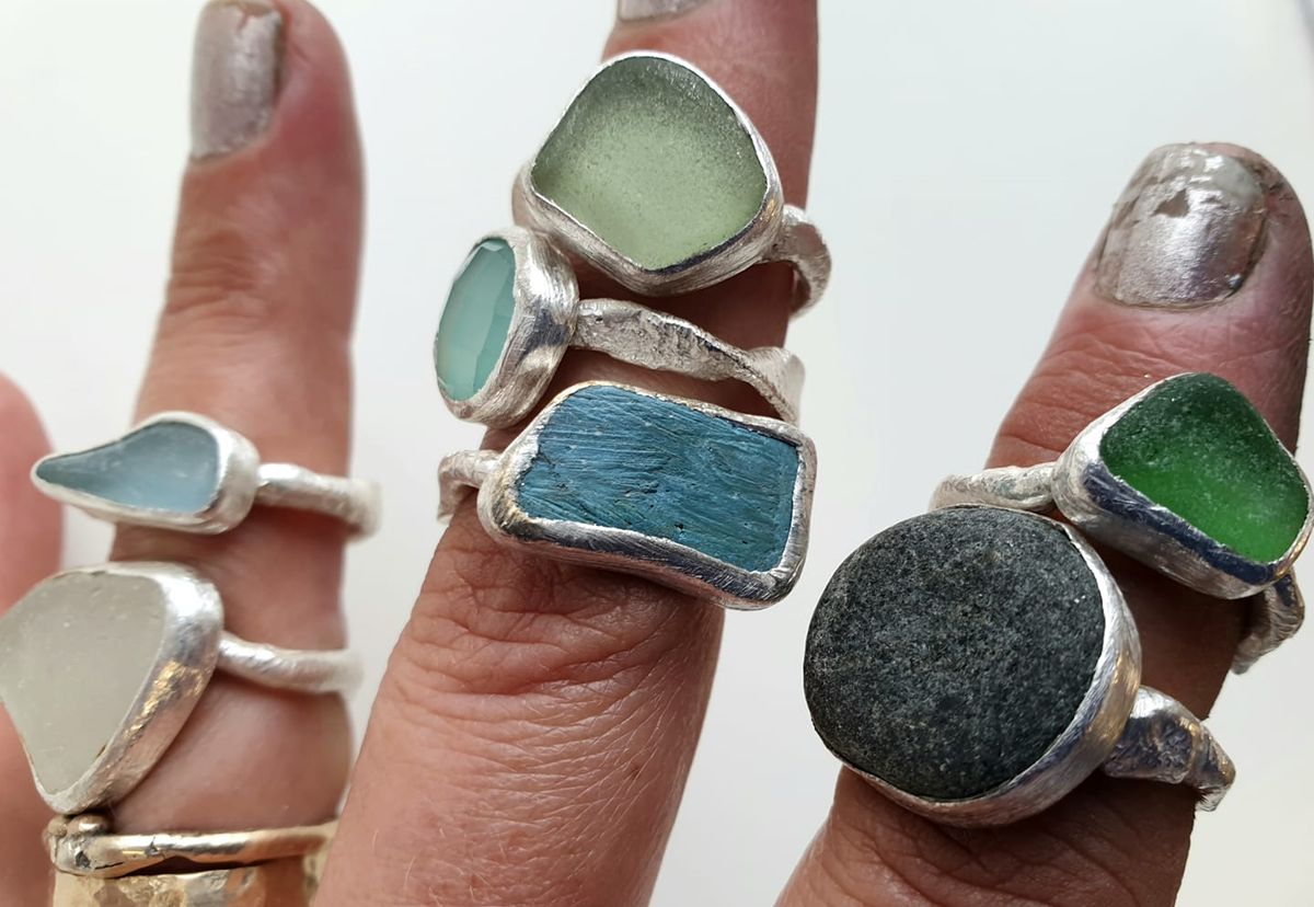 MAKE YOUR OWN SEA-GLASS OR PEBBLE SILVER SET RING