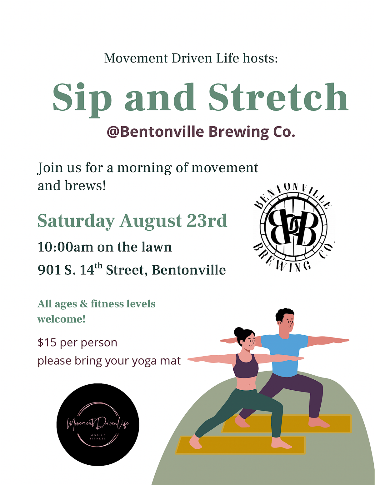 Sip & Stretch at Bentonville Brewing Co.