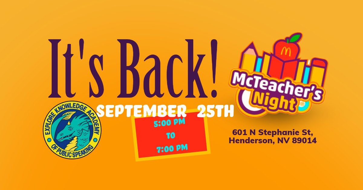 McTeacher Night is Back!