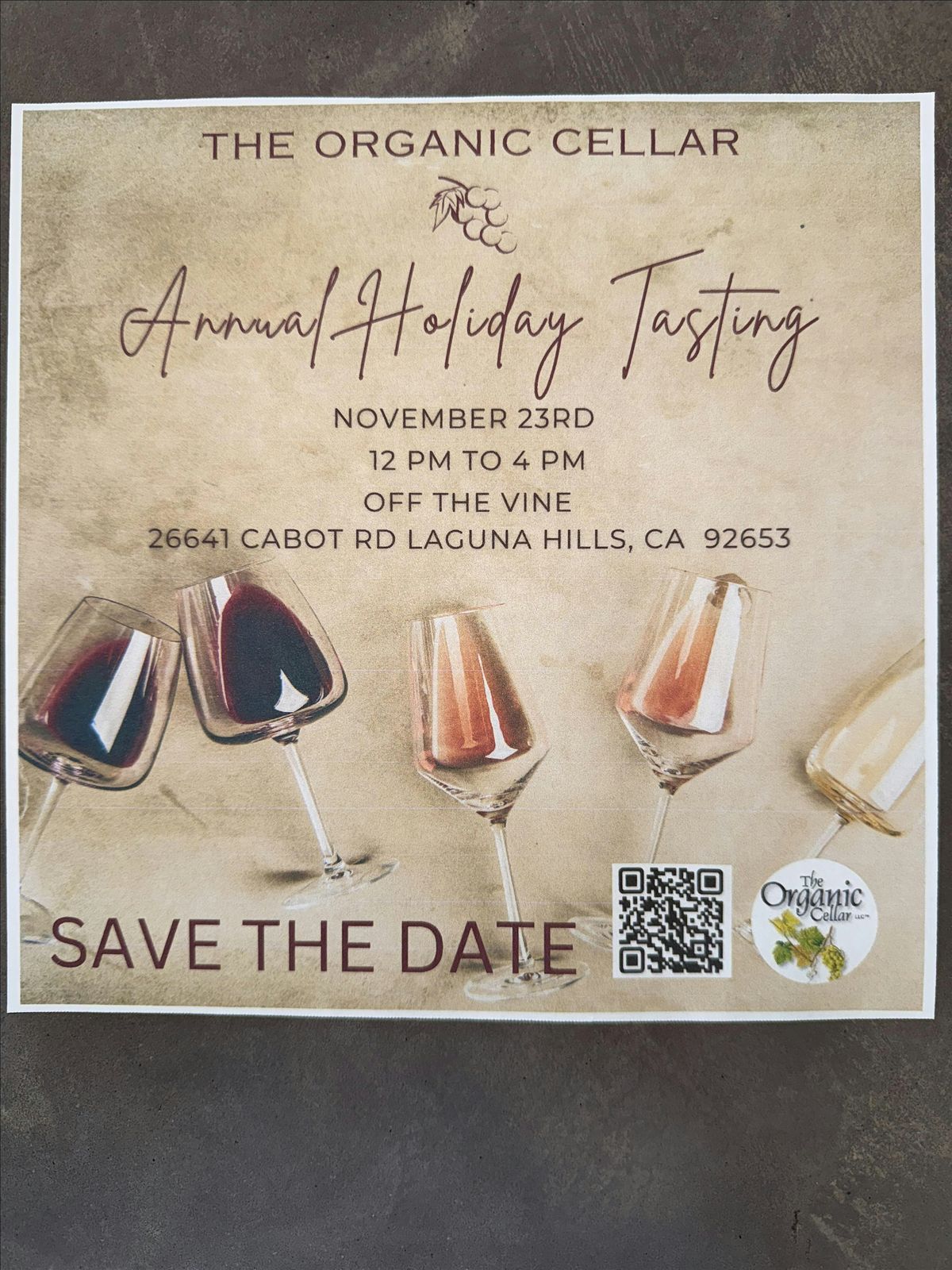 THE ORGANIC CELLAR'S HOLIDAY WINE TASTING