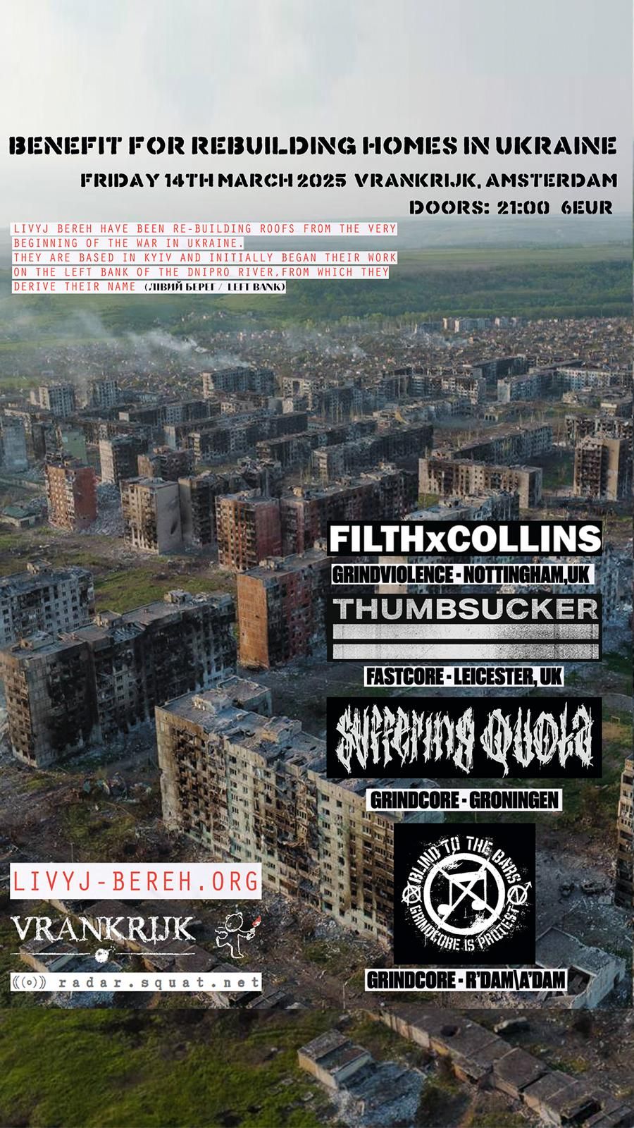 FILTHxCOLLINS \/ THUMBSUCKER \/ SUFFERING QUOTA \/ BLIND TO THE BARS - VRANKRIJK AMSTERDAM