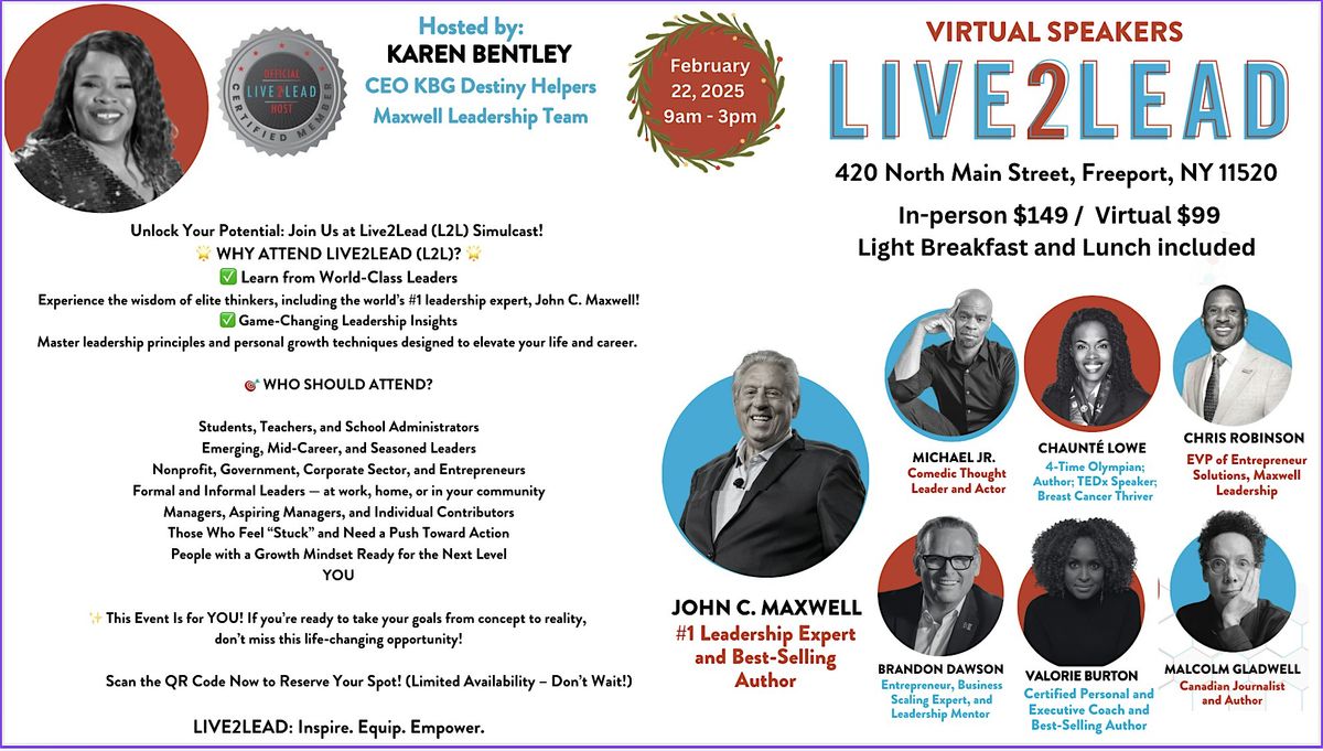 Live2Lead NY!! Come experience  leadership experts including John C Maxwell