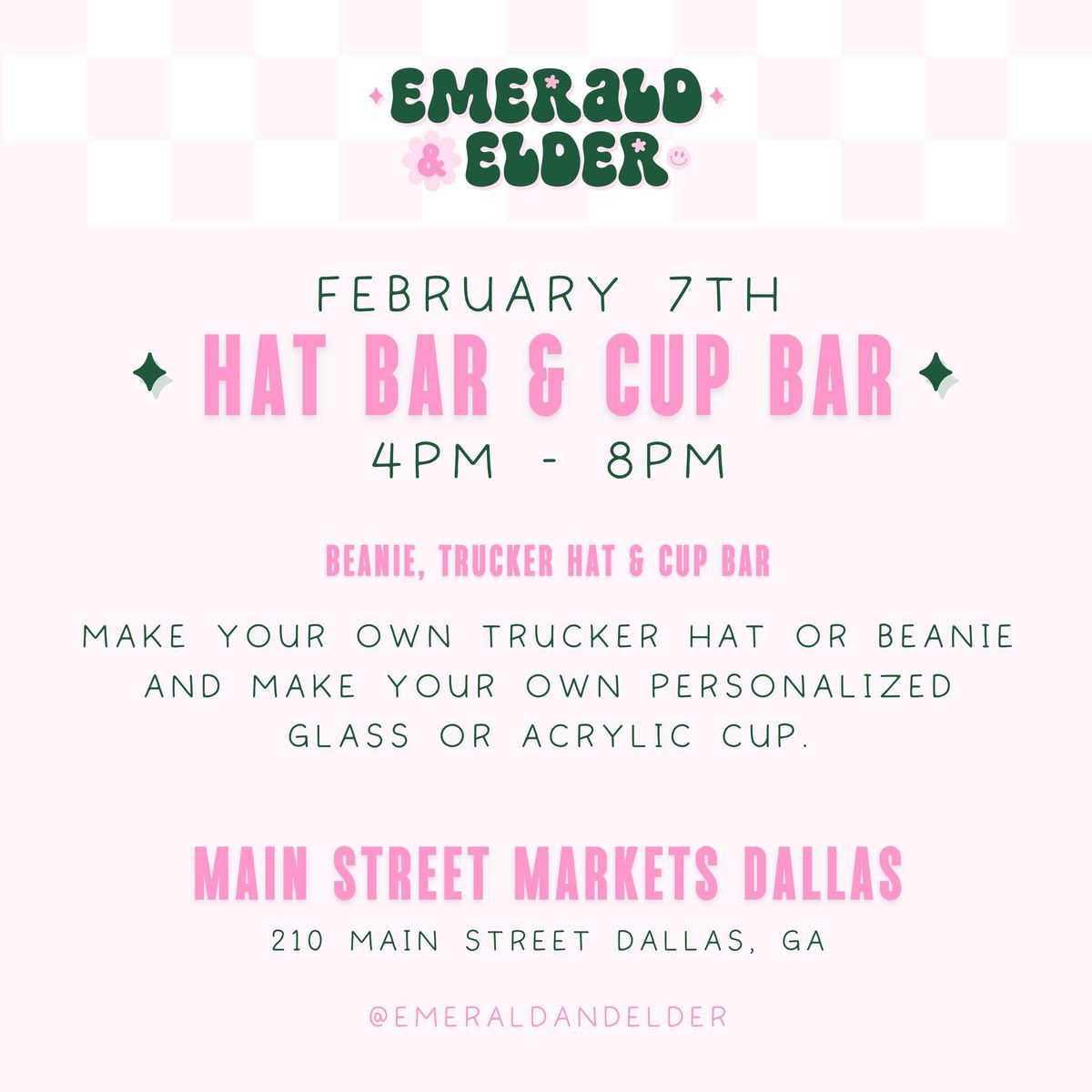 2\/7\/25 Hat Bar & Cup Bar - Dallas, GA