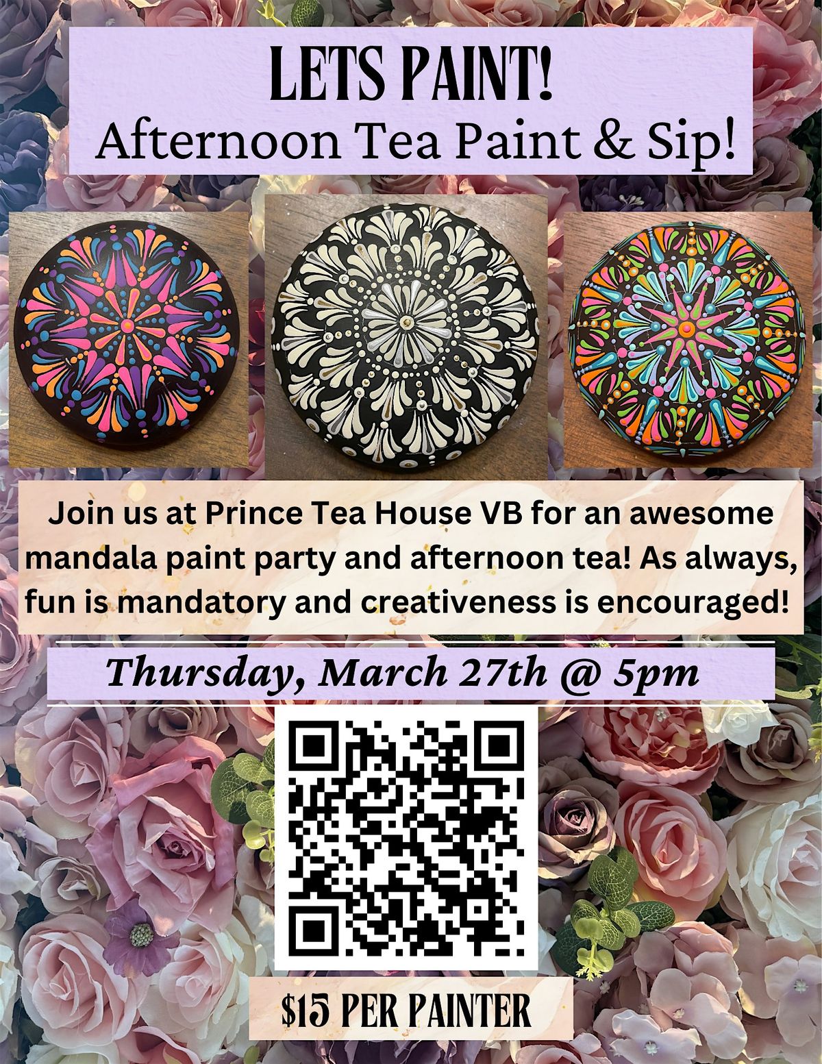 Afternoon Tea and Mandala Paint Party at Prince Tea House VB