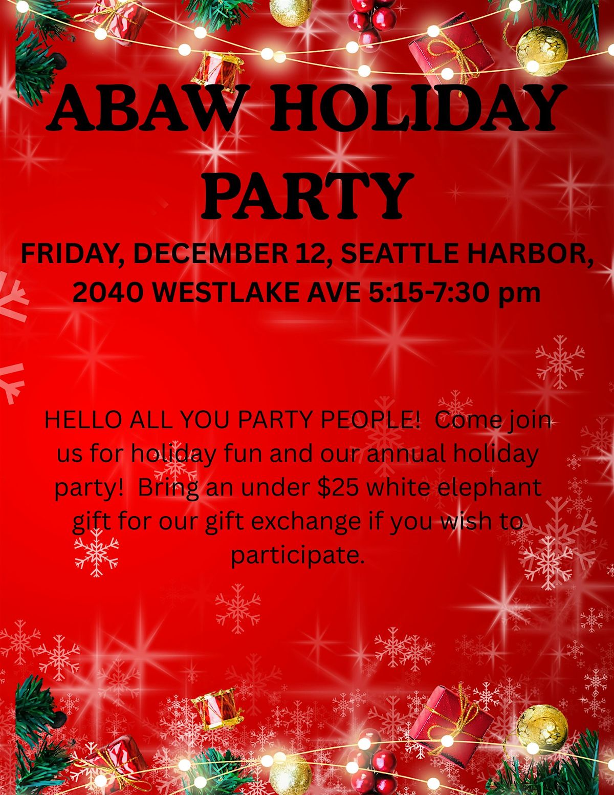 ABAW ANNUAL HOLIDAY PARTY AND MEMBERSHIP MEETING