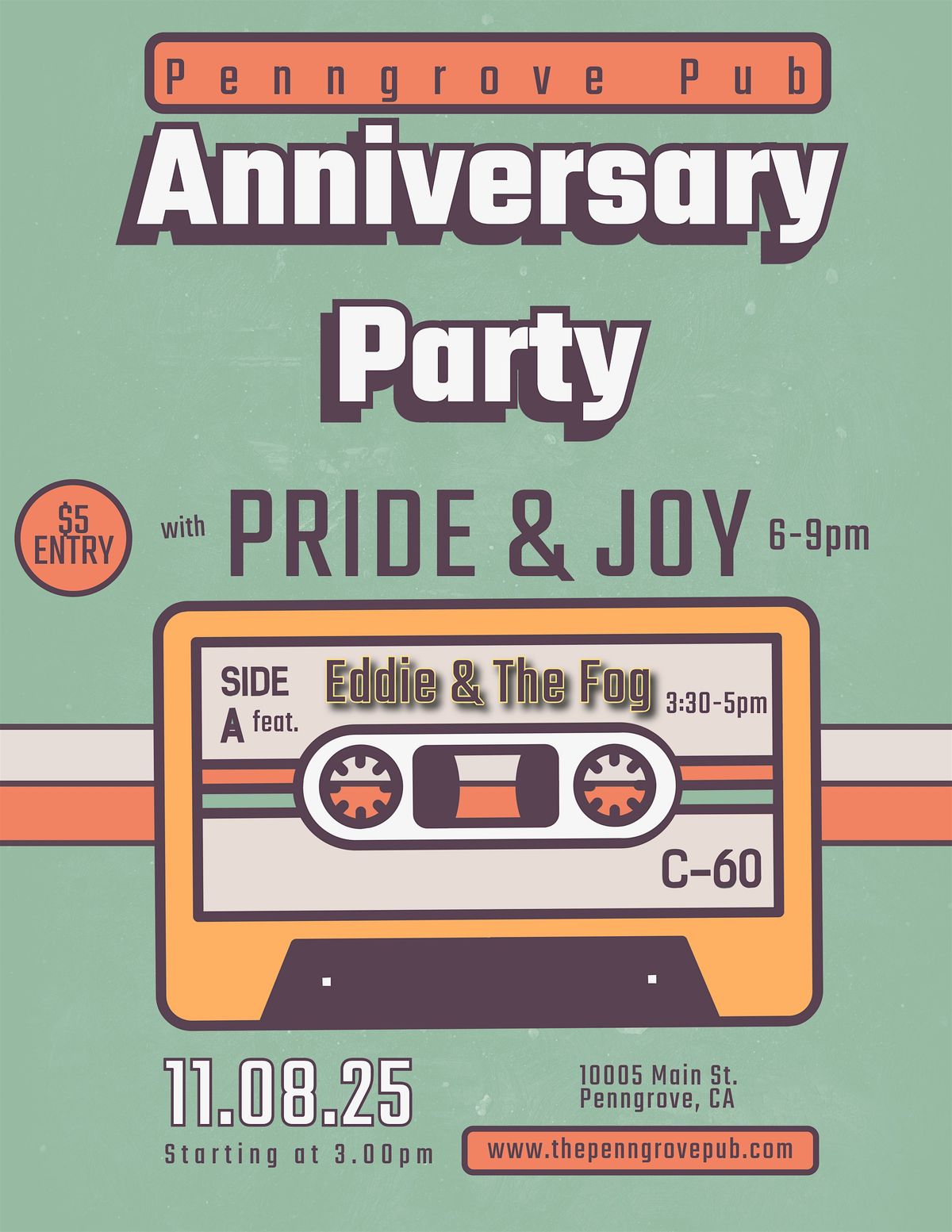 Penngrove Pub Anniversary Party feat. Eddie & the fog w\/ PRIDE & JOY
