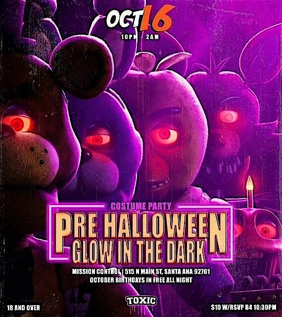PRE HALLOWEEN "GLOW IN THE DARK COSTUME PARTY" THURSDAY OCT 16TH | 18+