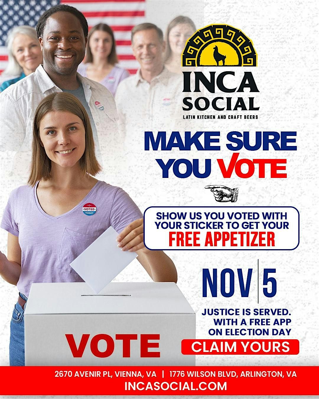 Make Sure You Vote - Free Appetizer Promotion #ArlingtonVA