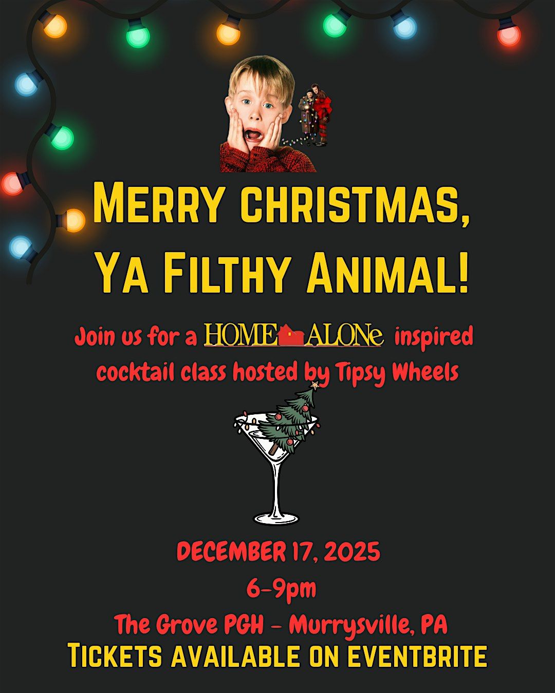 Home Alone inspired Cocktail Class with Tipsy Wheels