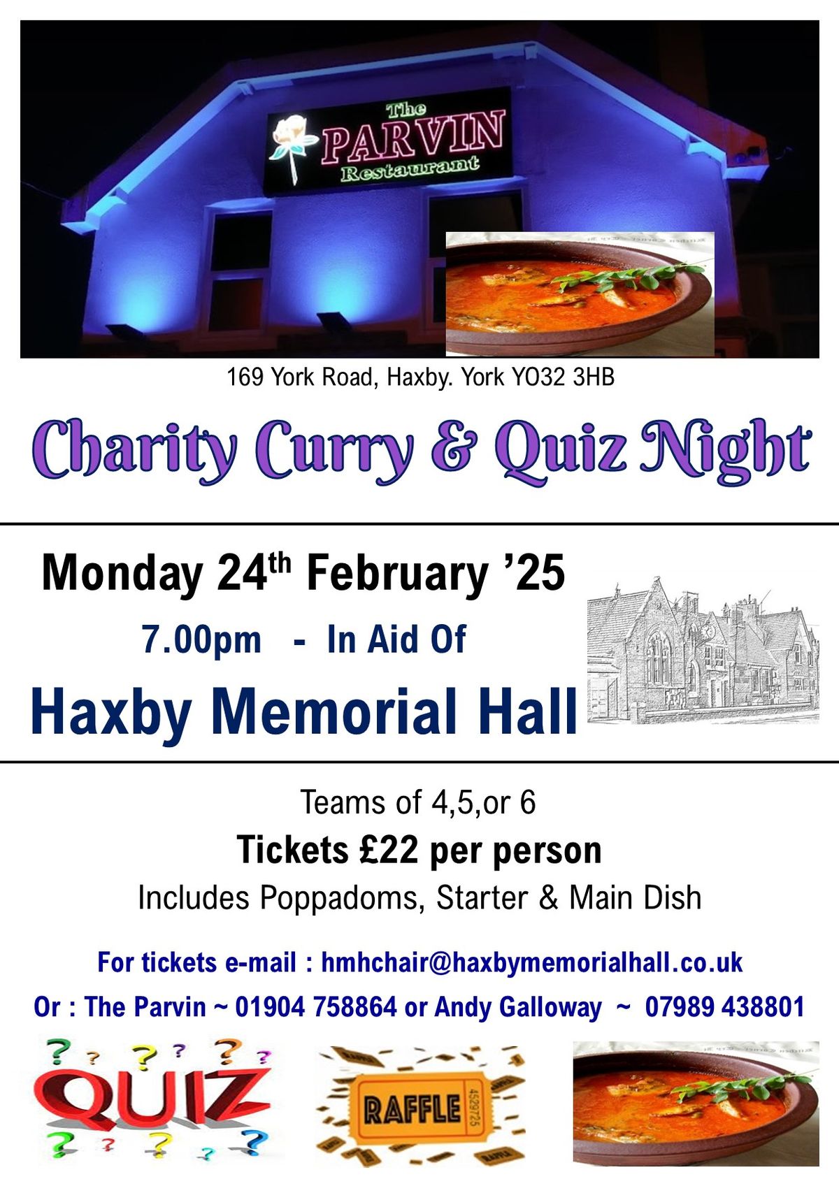 Charity Curry & Quiz Night - for Haxby Memorial Hall