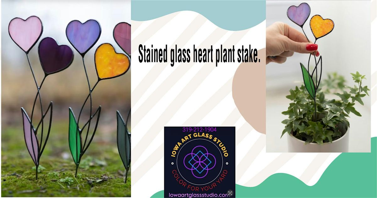 Stained Glass Heart Plant Stake