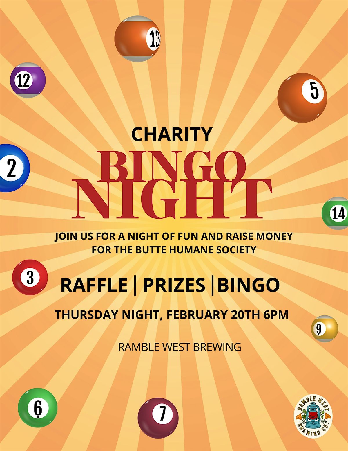 Charity Bingo at Ramble West Brewing