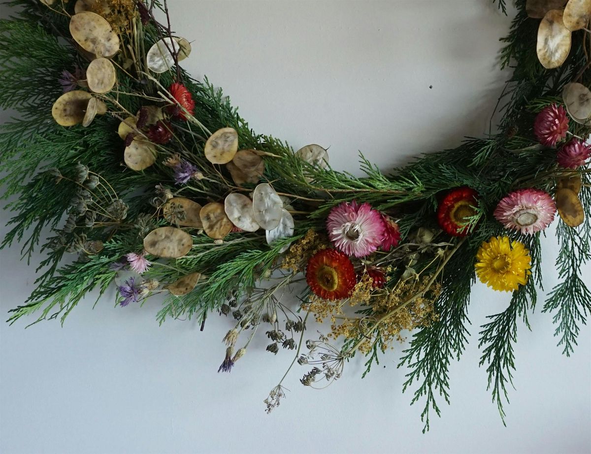 British foliage and flowers everlasting wreath workshop