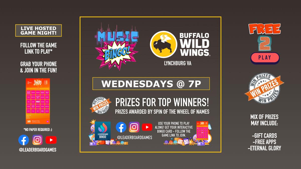 Music BINGO  Game Night | Buffalo Wild Wings - Lynchburg VA - WED 7p