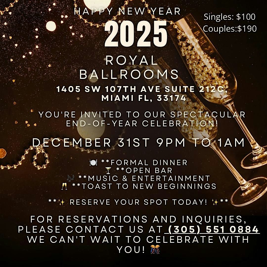 NYE BASH (Dinner, Full Open Bar, DJ, Dessert, & Entertainement)