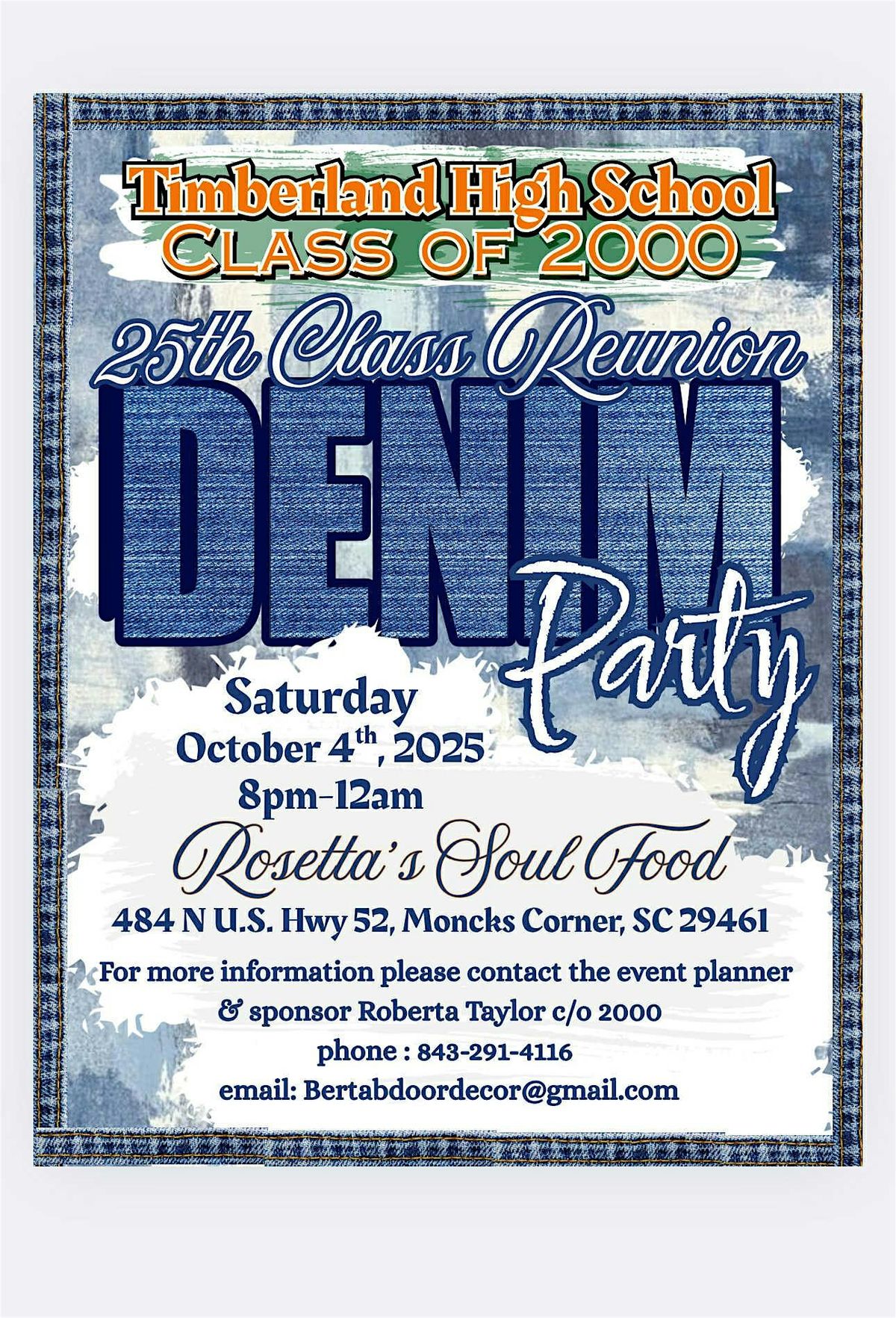 \u2728\ufe0fc\/o 2000 Timberland High 25th Class Reunion Denim Party