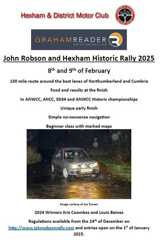 John Robson \/ Hexham Historic Road Rally sponsored by Graham Reader Motor Engineers