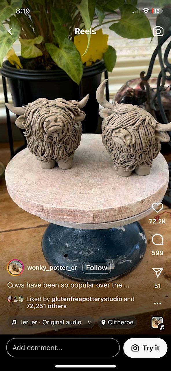 Create a Clay Highland Cow @ Petrichor Collective
