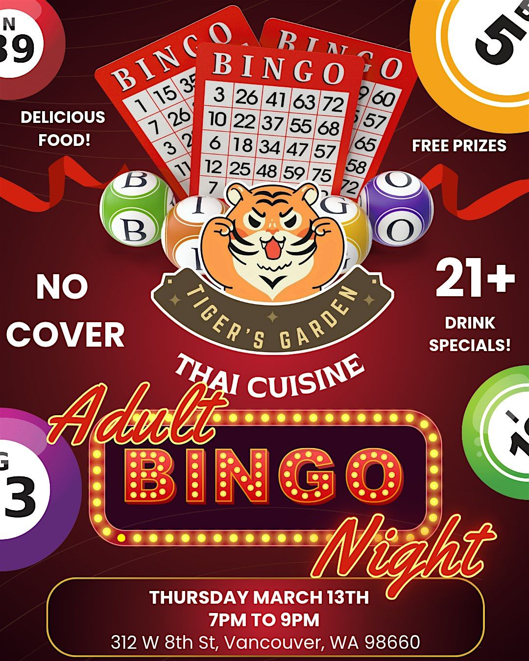 Adult BINGO Night At Tiger's Garden