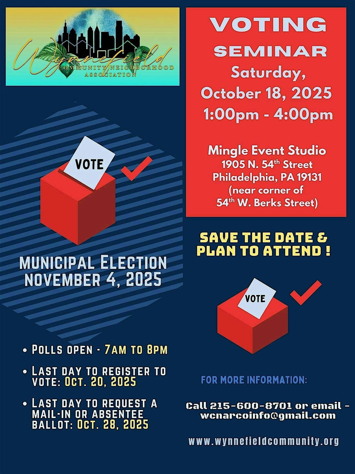 WCNA Voting Seminar about 2025 Municipal General Election